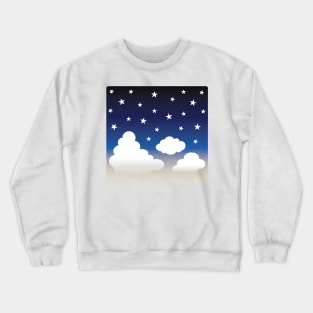 Clouds | Stars | Gradient | White Blue Yellow | Dark Crewneck Sweatshirt